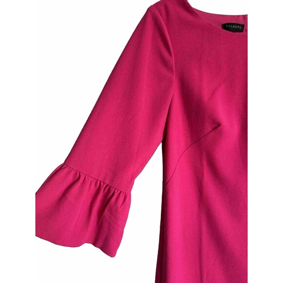 Talbots Magenta Pink Shift Dress 3/4 Bell Sleeves Lined Stretch Size 2 - Picture 5 of 10